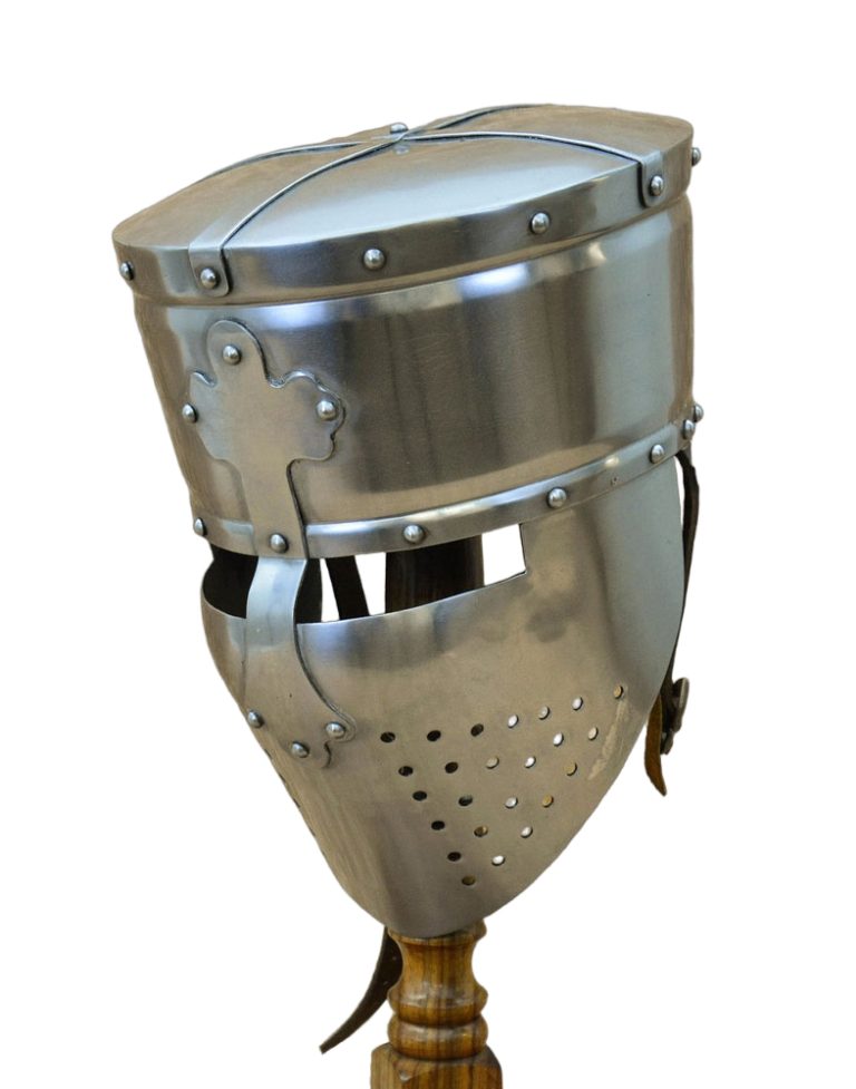 Templar Pot Helm with Faceplate - 16 Gauge
