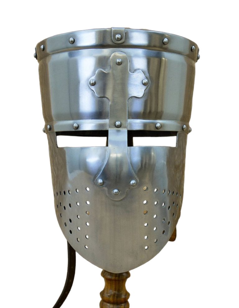 Templar Pot Helm with Faceplate - 18 Gauge