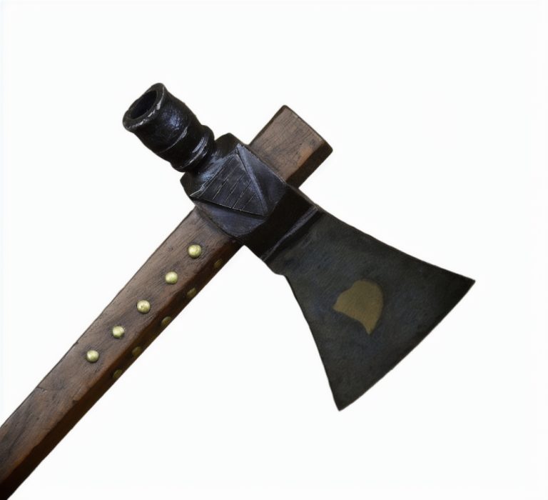 French Chippewa Brass-Heart Pipe Tomahawk