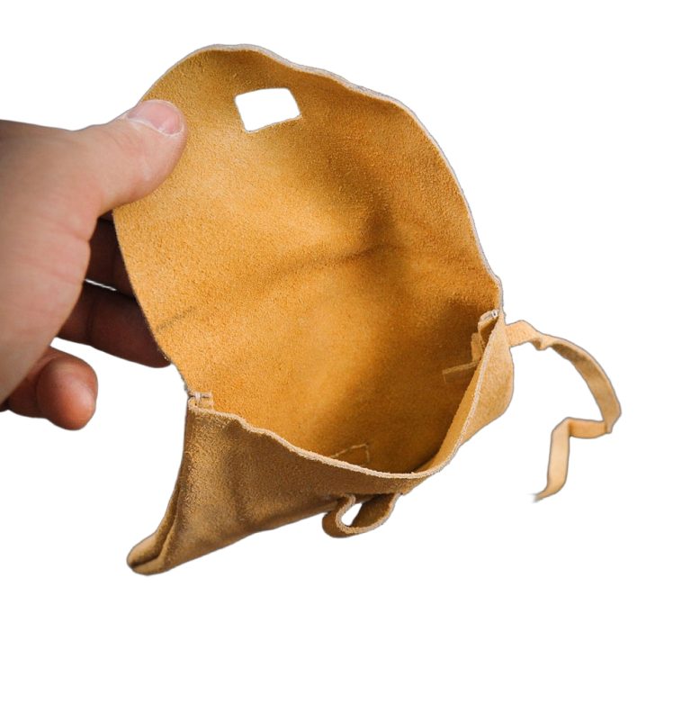 Natural Suede Leather Belt Pouch with Horn Toggle