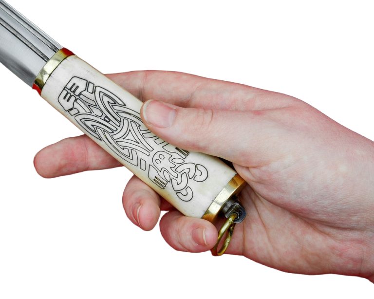 Viking Bone Grip Seax with Etched Norse Design