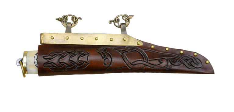 Viking Bone Grip Seax with Etched Norse Knotwork