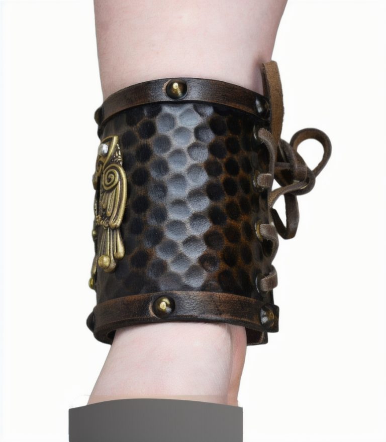 Viking Leather Cuff with Norse Ravens