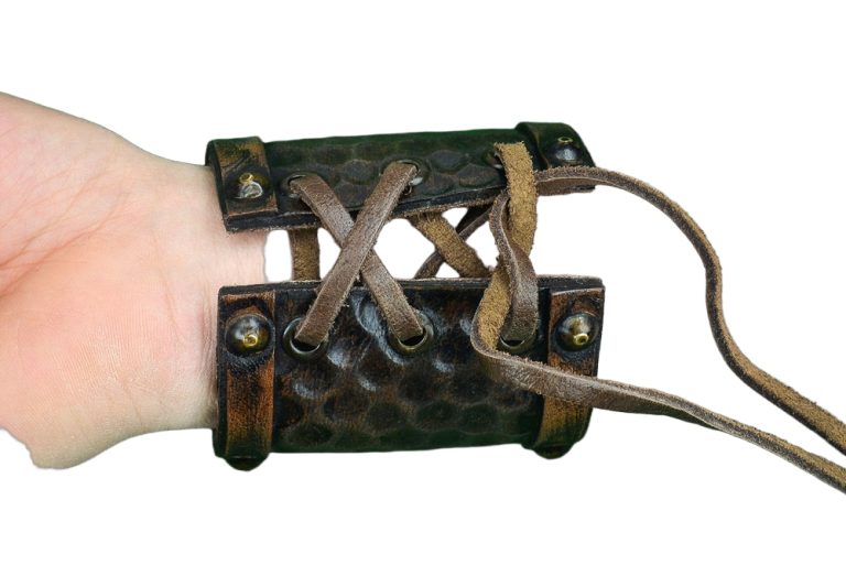 Viking Leather Cuff with Norse Serpents
