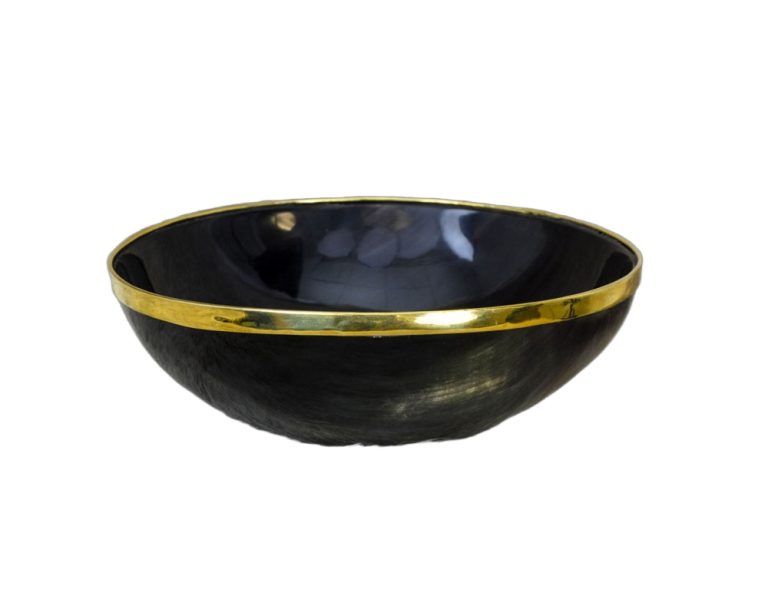 Horn Bowl with Brass Trim