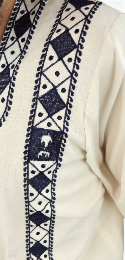 Late Roman Embroidered Tunic  Dark Blue