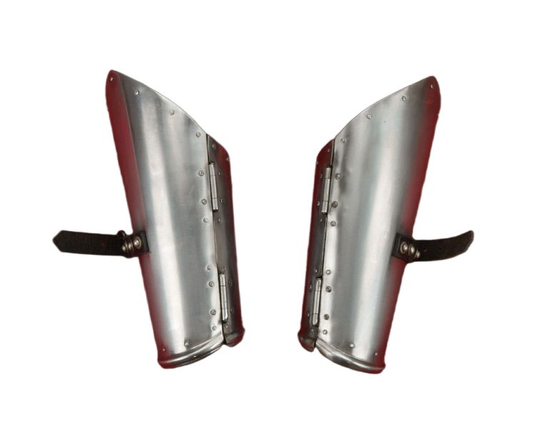Steel Hinged Bracers with Leather Lining - 16 Gauge Steel