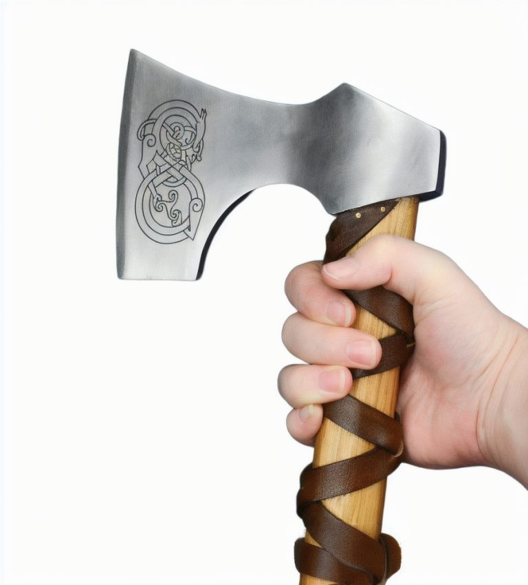Viking Type D Axe with Etched Norse Design