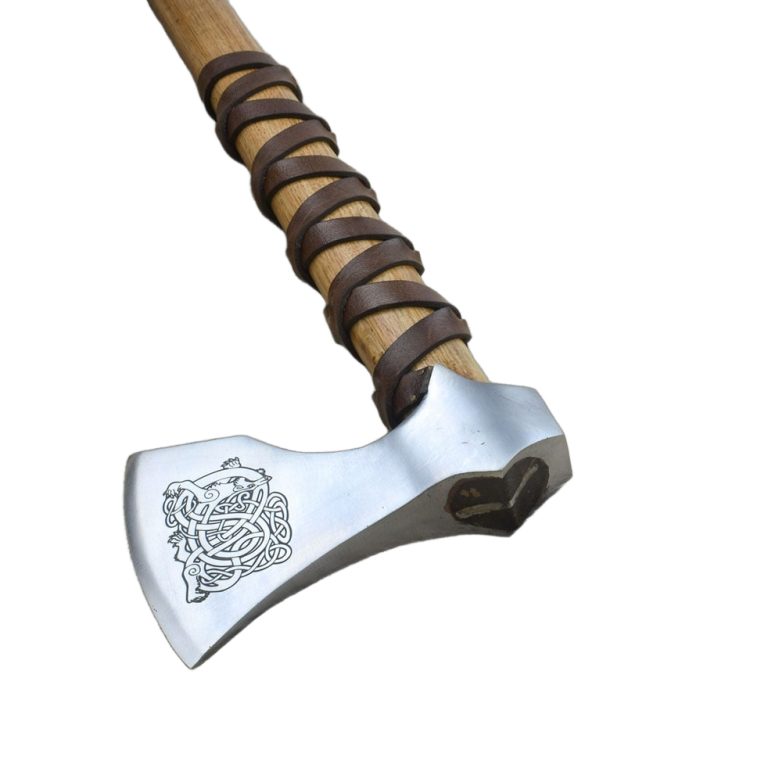 Viking Type E Axe with Etched Norse Design