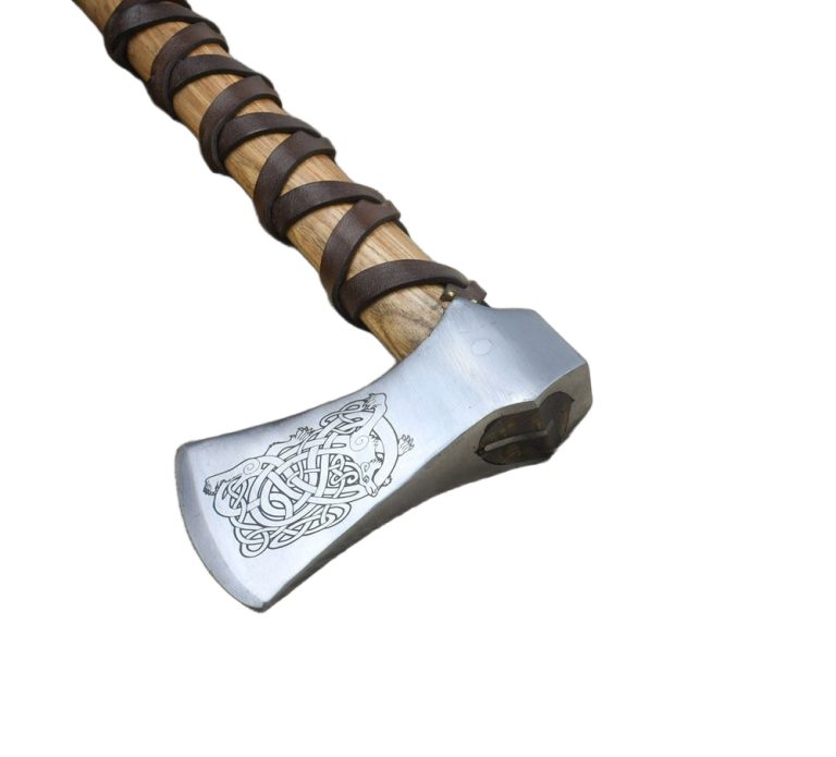 Viking Type K Axe with Etched Norse Wolf Design