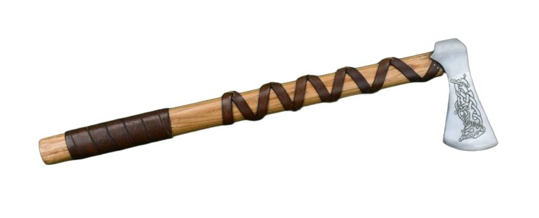 Viking Type L Axe with Etched Norse Design