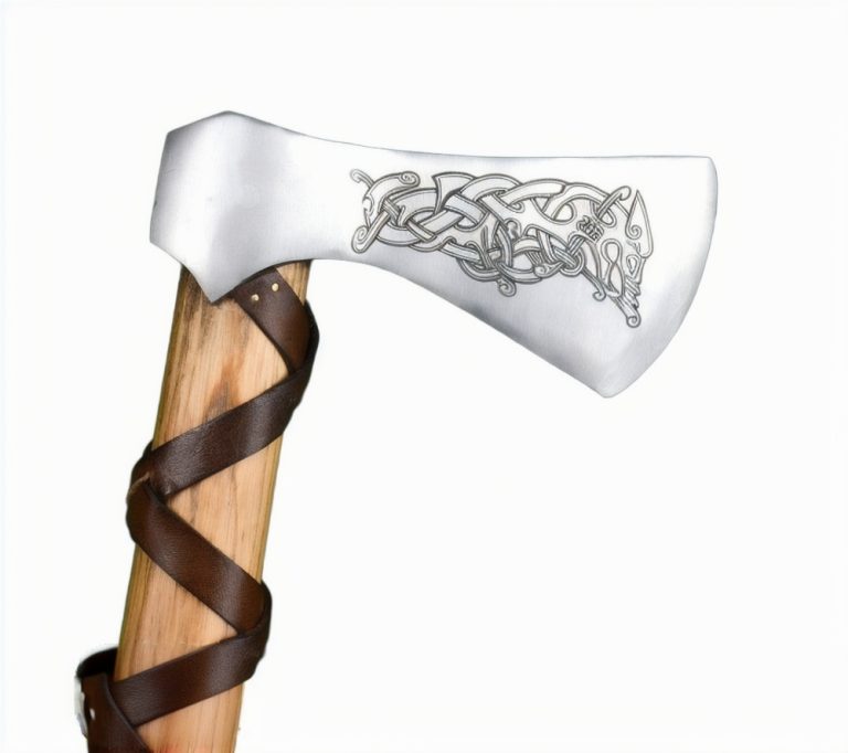 Viking Type L Axe with Etched Norse Design