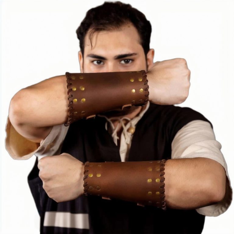 Warriors Leather Bracers Set - Brown