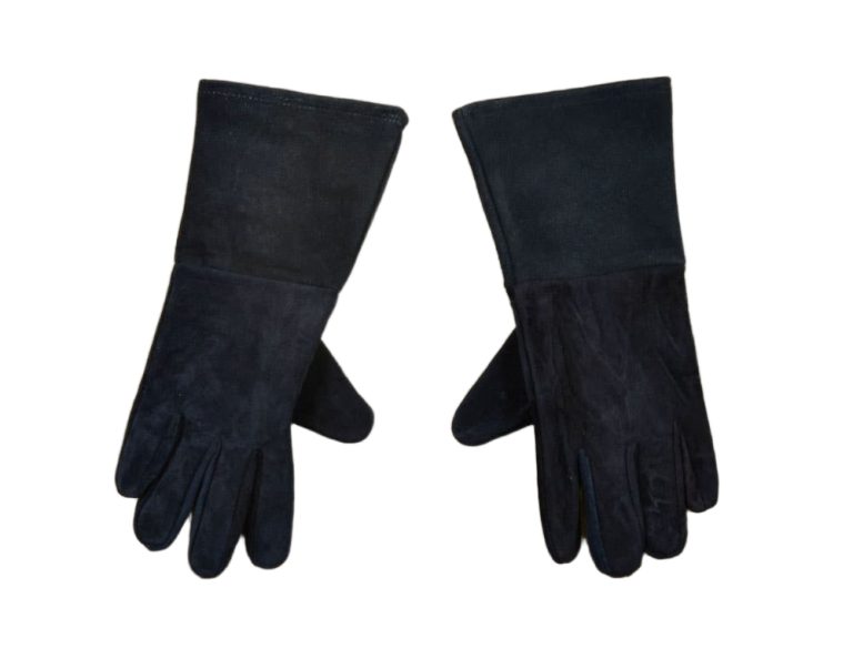 Black Suede Leather Gauntlets  Longer Cuff