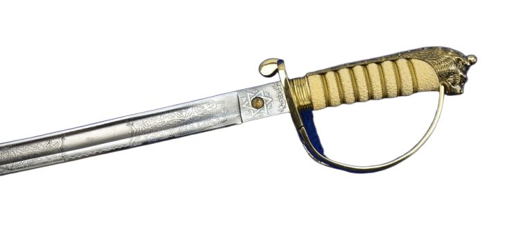 British Royal Navy Dress Saber with white faux rayskin grip
