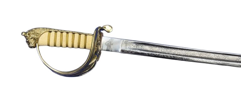 British Royal Navy Dress Saber with white faux rayskin grip
