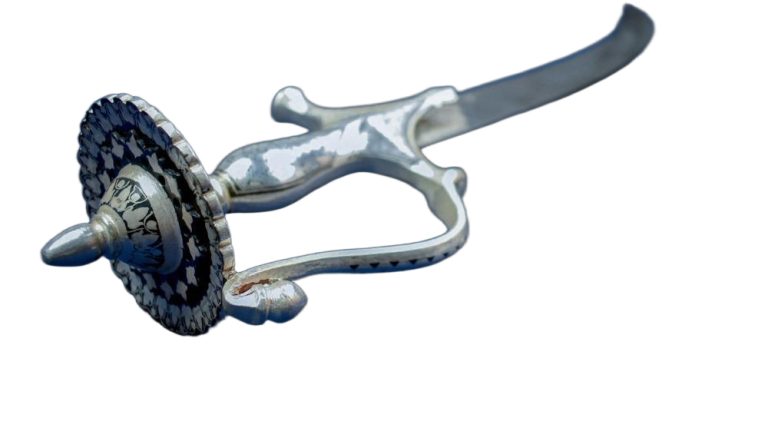 Damascus Silver Koftgari Indian Talwar with Scabbard