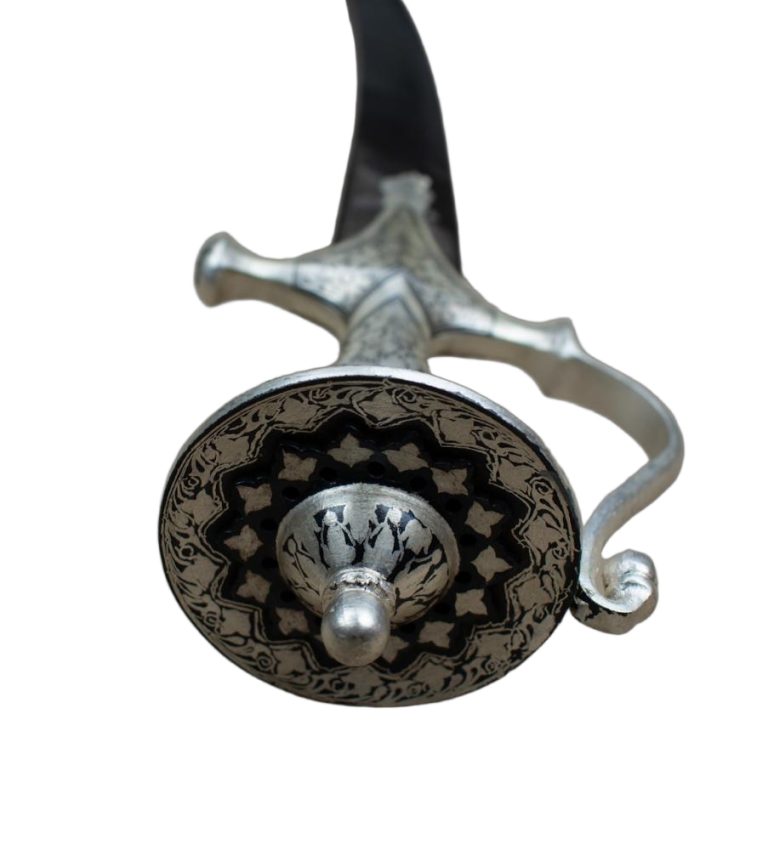 Damascus Silver Koftgari Indian Talwar with Scabbard
