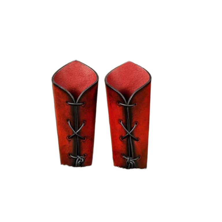 Celtic Spiral Leather Bracer Set - Red