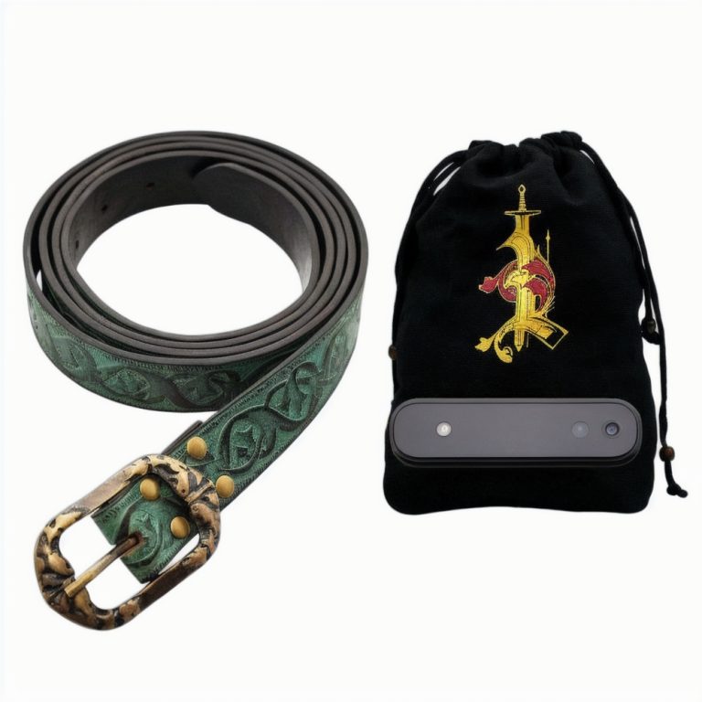 Handcrafted Green Leather Fantasy Belt