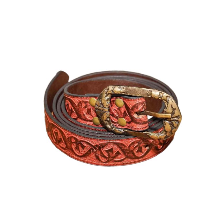 Handcrafted Maroon Leather Fantasy Belt