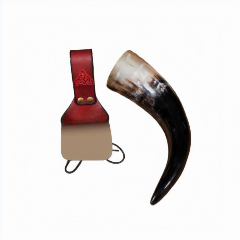 Viking Drinking Horn with Leather Holder and Bag