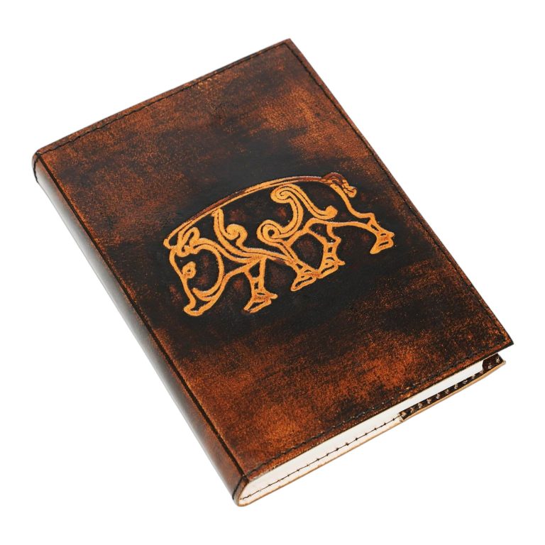 Celtic Boar Design Leather Medieval Journal