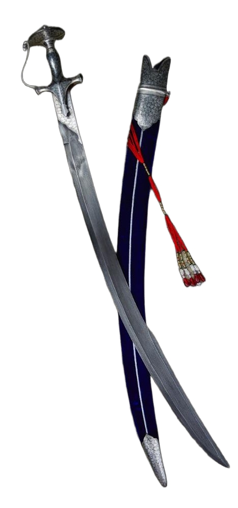 Damascus Silver Koftgari Indian Talwar with Scabbard