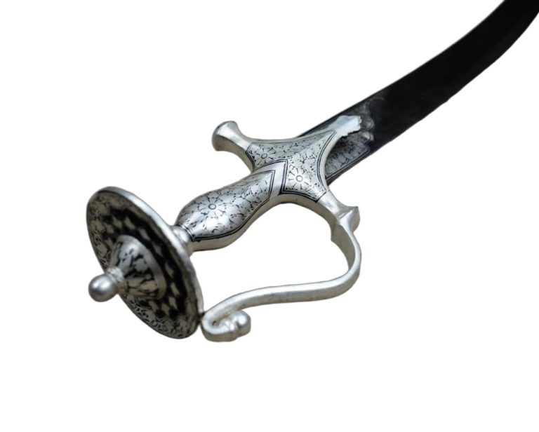 Damascus Silver Koftgari Indian Talwar with Scabbard