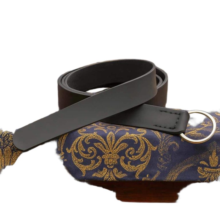 Medieval Leather Ring Belt with Steel Buckle - Black