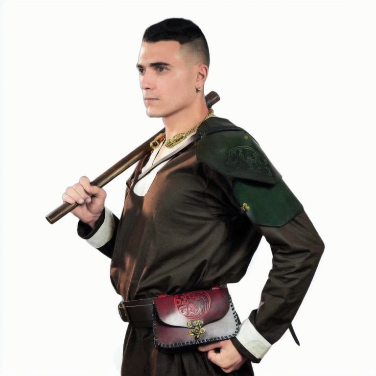 Celtic Boar Leather Pauldron - Green