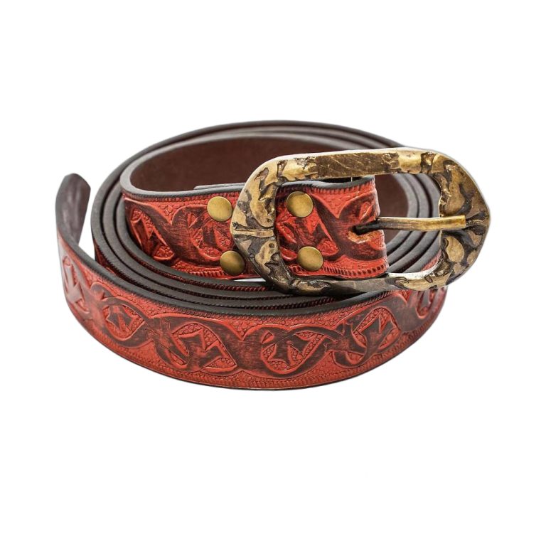 Handcrafted Maroon Leather Fantasy Belt
