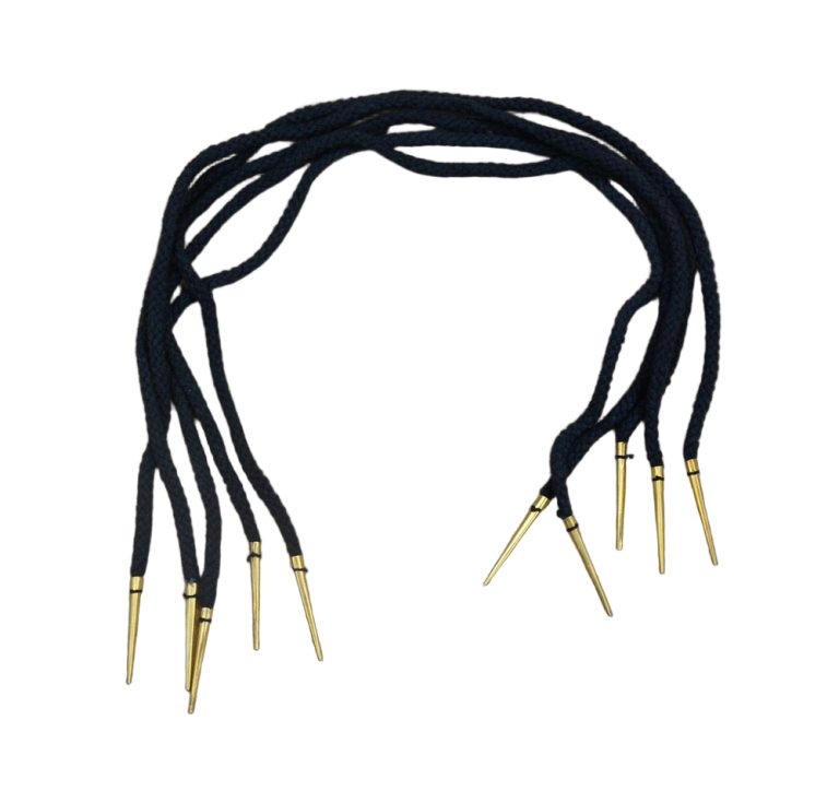 Brass Aiglets with Black Cord - Set of 5