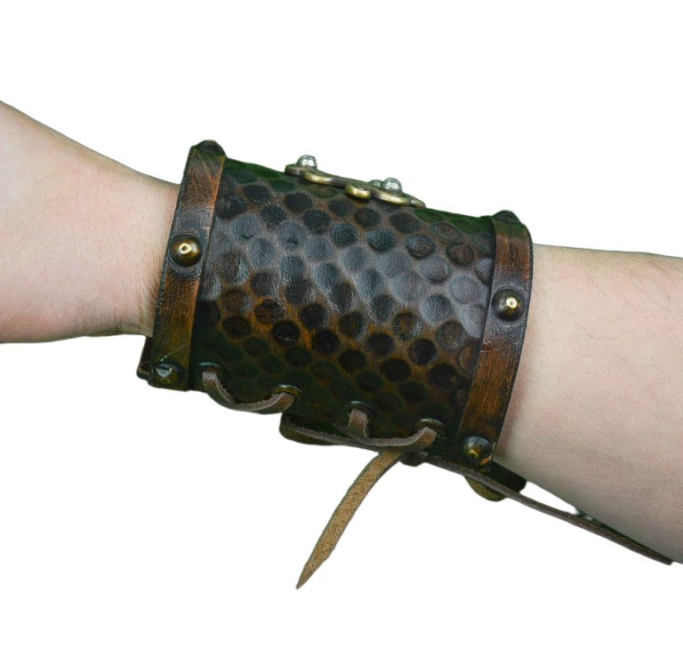 Celtic Leather Cuff with Large Triskele
