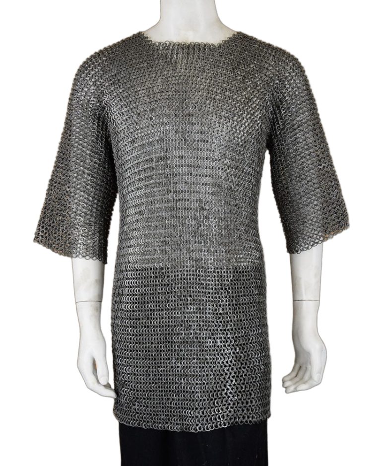Chainmail Half-Sleeve Haubergeon - Alternating Dome Riveted Flat Rings