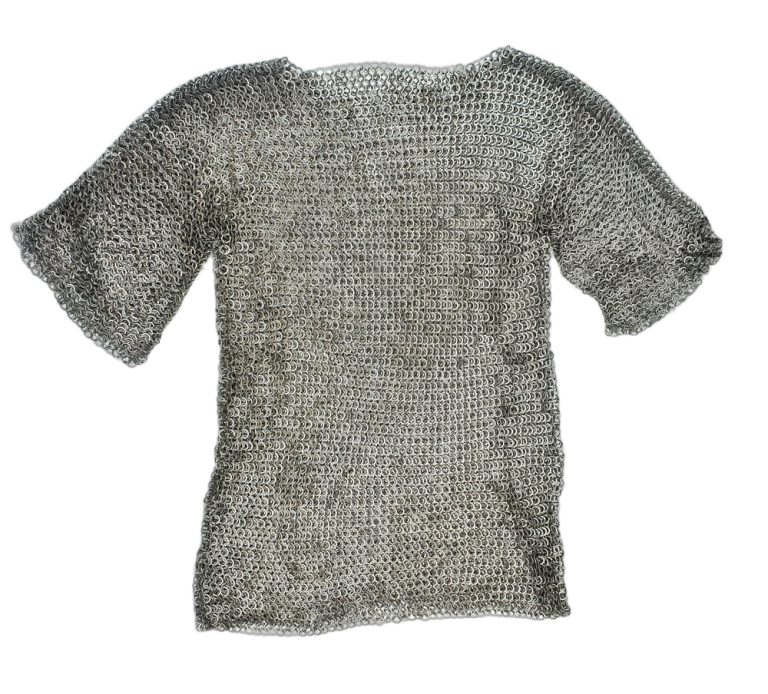 Chainmail Half-Sleeve Haubergeon  Dome Riveted Stainless Steel Flat Rings Alternating with Solid Flat Rings