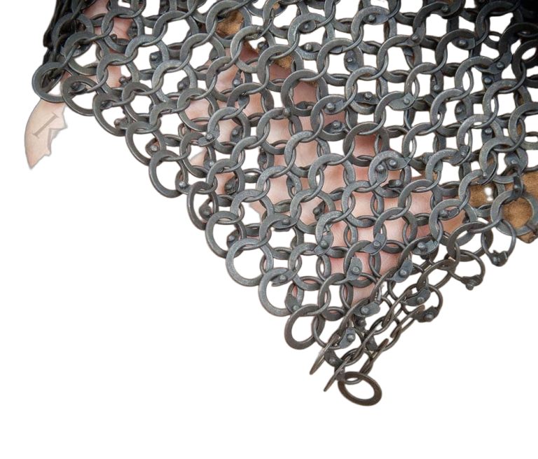 Chainmail Standard Bishops Mantle Alternating Round Riveted Construction Blackened Mild Steel Round and Flat Rings