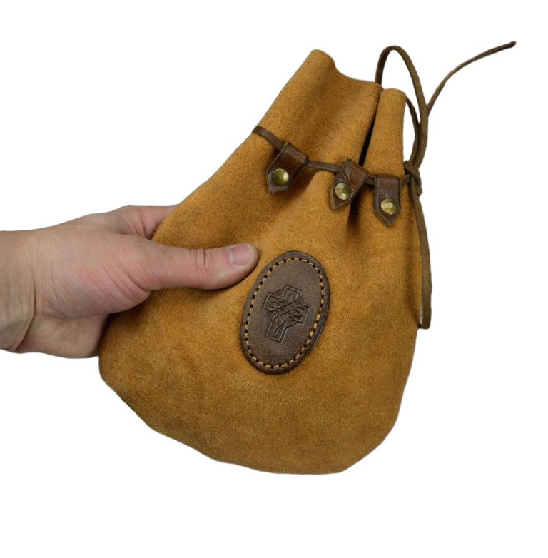 Medieval Large Leather Drawstring Pouch