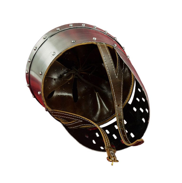 Crusader Peaked Pot Helm with Faceplate - 18 Gauge