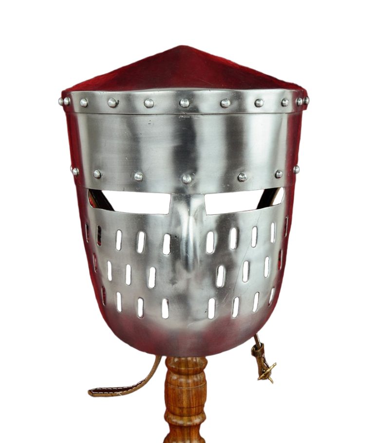 Crusader Peaked Pot Helm with Faceplate - 18 Gauge