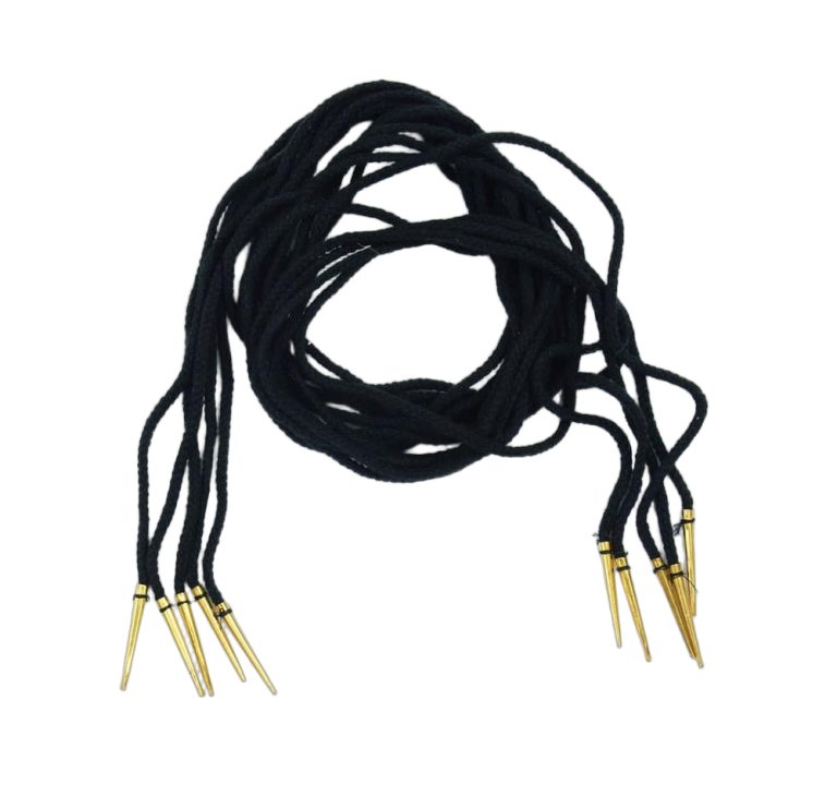 Brass Aiglets with Black Cord - Set of 5