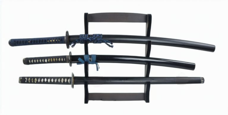 Three Tier Wall Mount Sword Display - Dark Walnut
