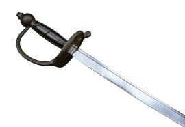 This high quality Pirate cutlass is based on the one used by Captain Jack Sparrow in the Pirates of the Carribbean. Although not a licensed product, this functional version is the highest quality replica we’ve seen. Features an unsharpened, tempered, high carbon steel blade. The guard is antiqued brass with a contoured wood grip covered in black leather. Includes a matching leather scabbard with antiqued brass accents.
