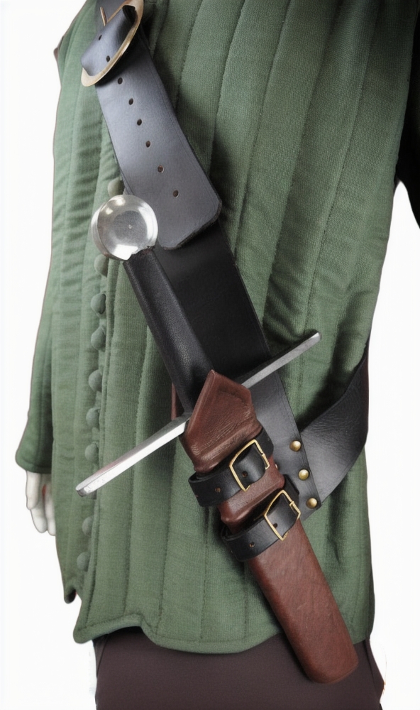 Leather Twin-Buckle Baldric - Black - Right Handed
