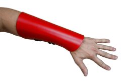 Red Leather Bracers for Armored Protection
