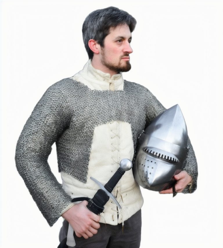 Chainmail Half Hauberk - Alternating Dome Riveted Flat Rings