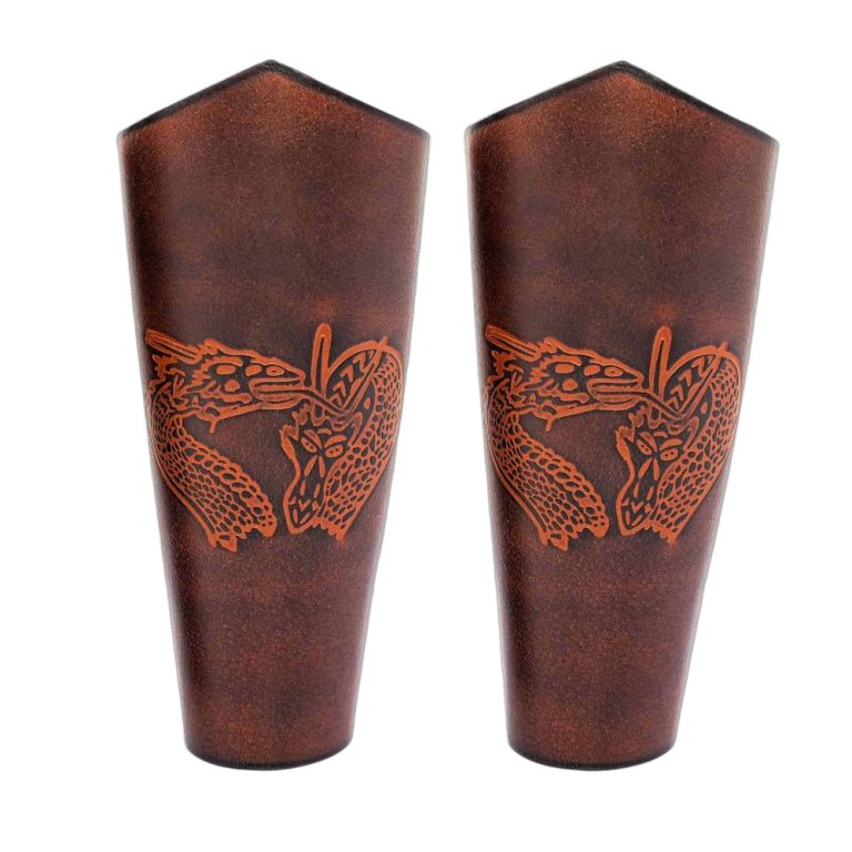 Double Dragons Genuine Leather Bracers Set  Brown