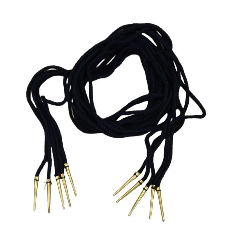 Brass Aiglets with Black Cord - Set of 5