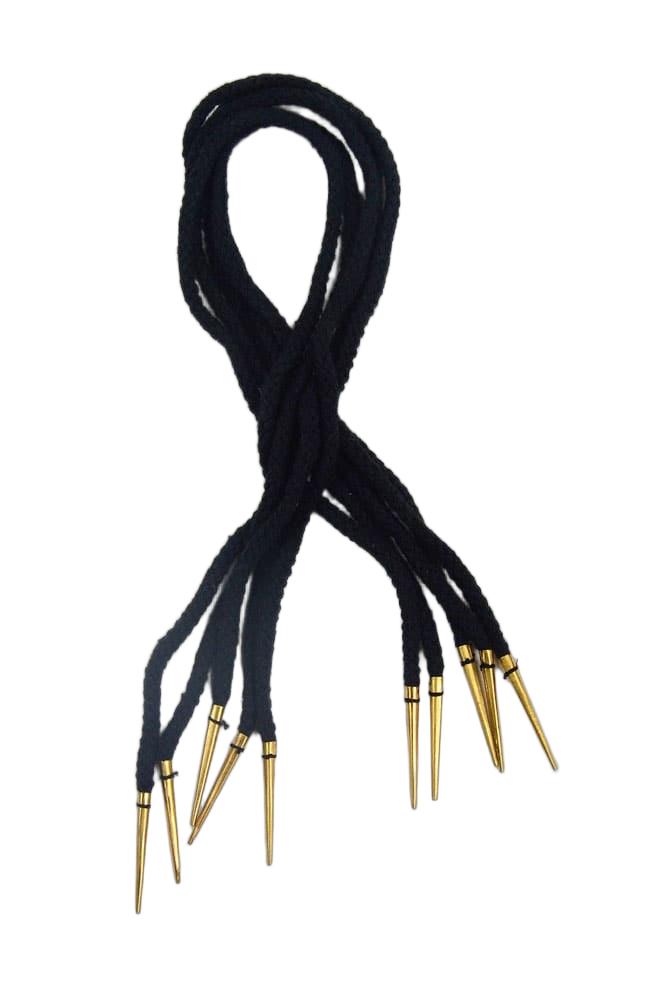 Brass Aiglets with Black Cord - Set of 5