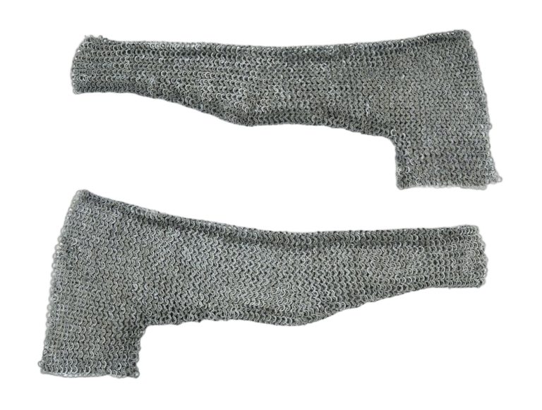 Chainmail Sleeve and Shoulder Panels  Alternating Mild Steel Wedge Riveted Flat Rings and Solid Flat Rings